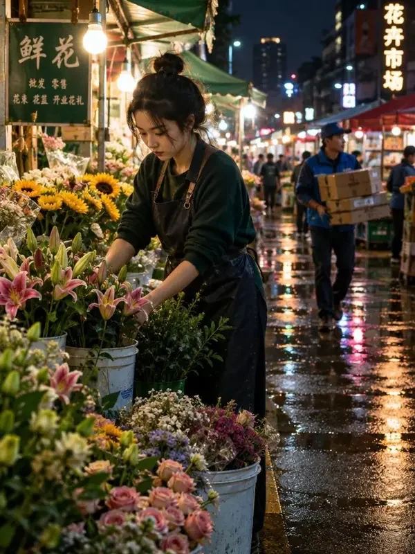 凌晨的花卉市场 - 短剧封面 凌晨的花卉市场封面
